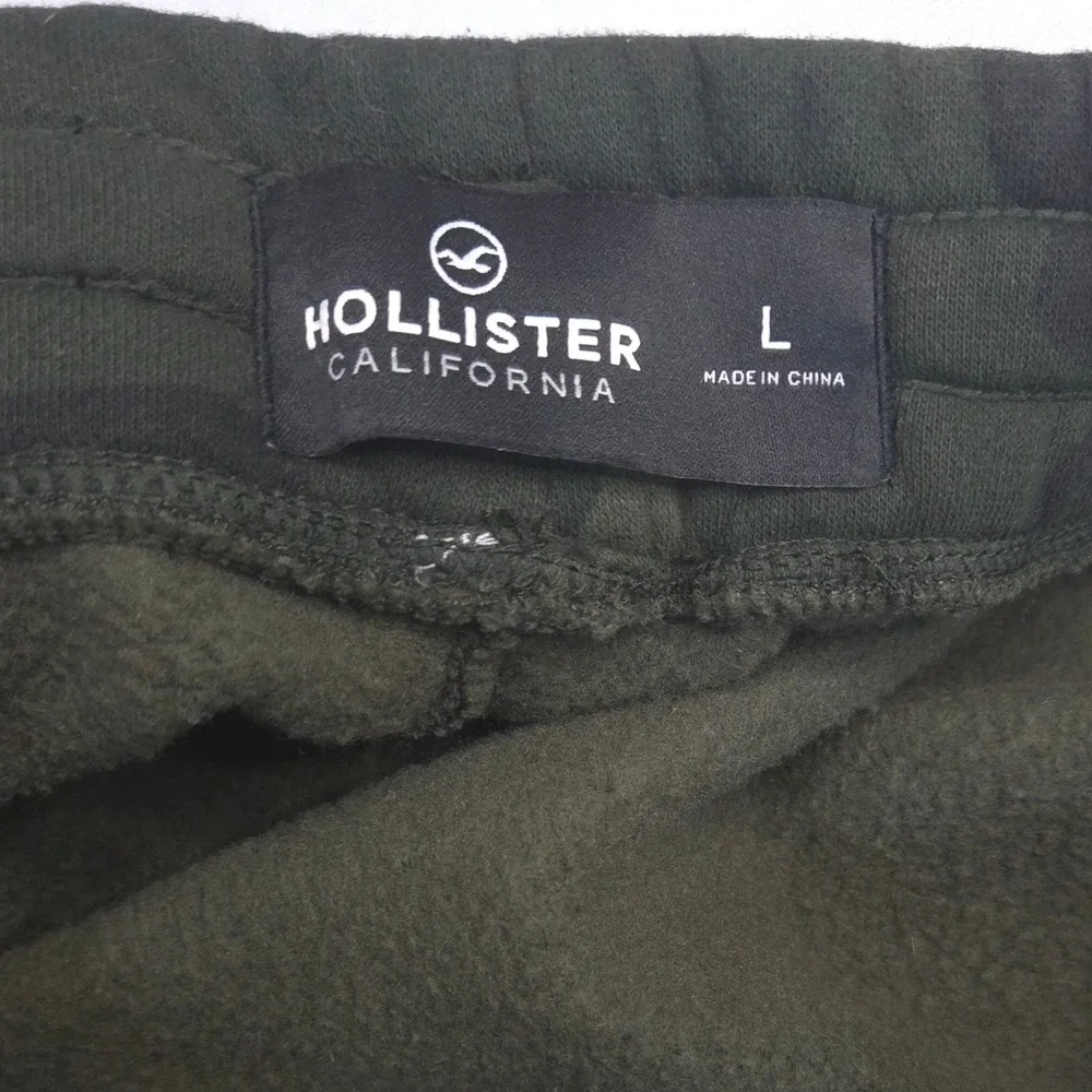 Hollister Camo Fleece Joggers Mens L Sweatpants Green Drawstring Logo Comfy